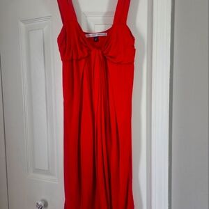 DVF Red Dress w/ Faux Knot Detail